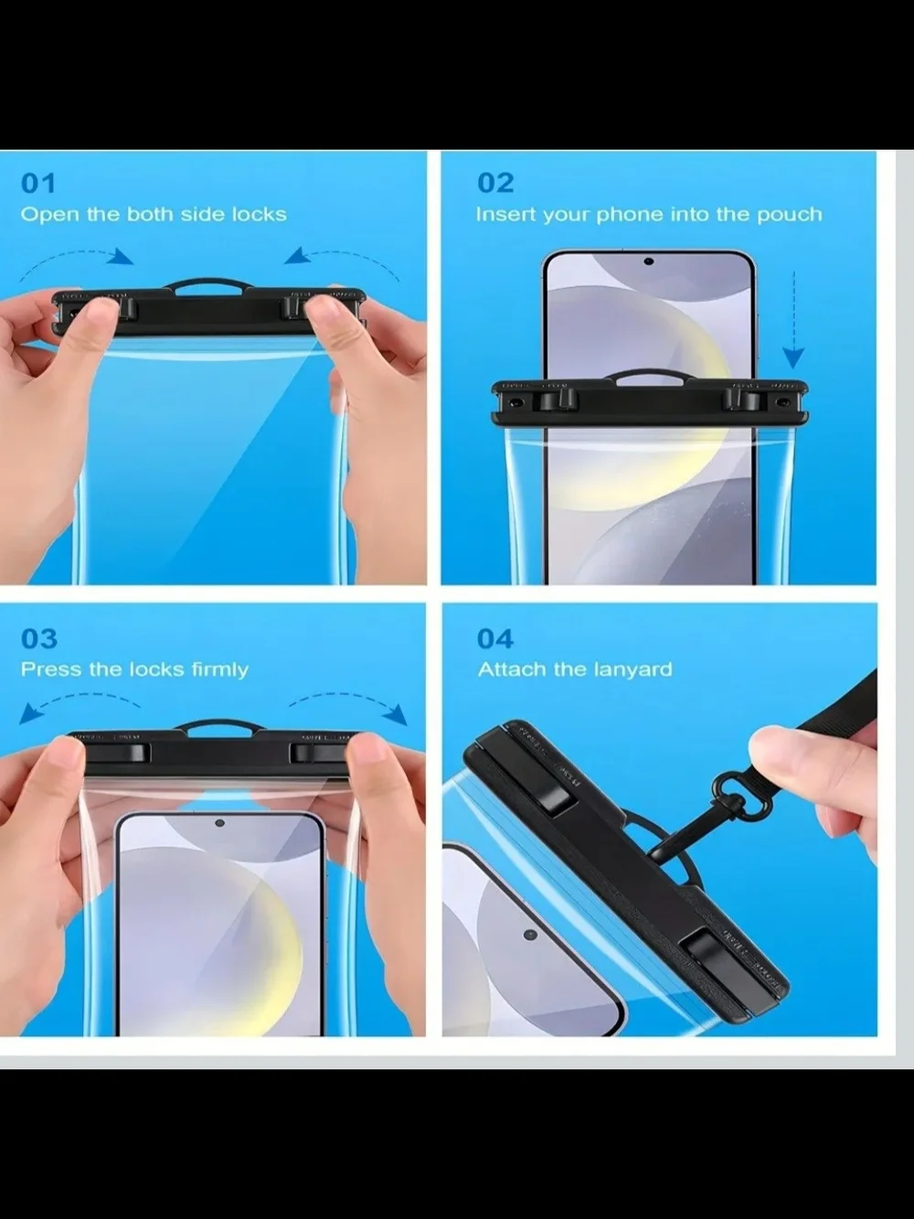 2 Pack Universal Waterproof Phone Pouch-Clear Protective Case with Lanyard
